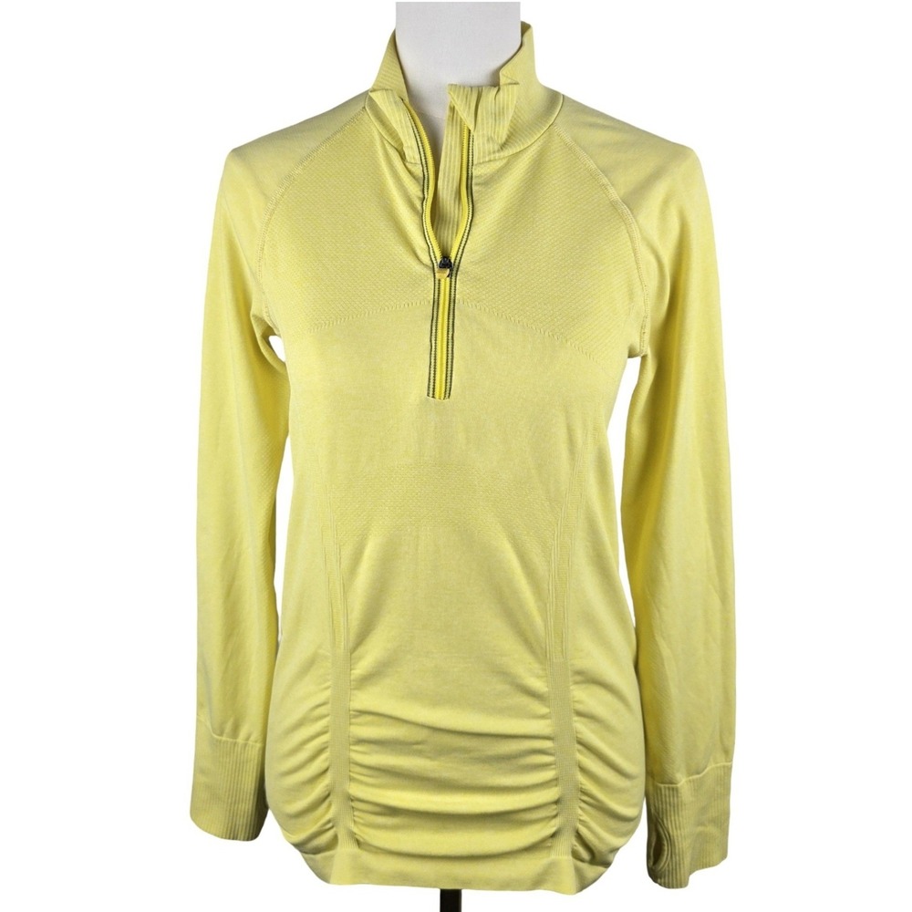 Athleta 1/2 Zip Fastest Track Athletic Top Women M Yellow Athleisure Yoga